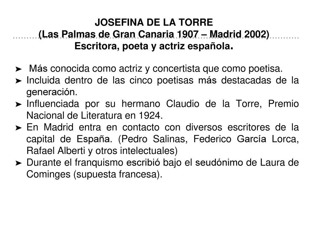 JOSEFINA DE LA TORRE (Las Palmas de Gran Canaria 1907 – Madrid 2002)