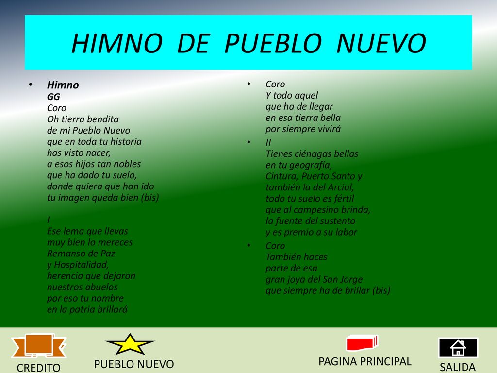 HIMNO DE PUEBLO NUEVO PAGINA PRINCIPAL PUEBLO NUEVO CREDITO SALIDA