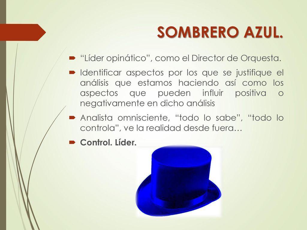 SOMBRERO AZUL. Líder opinático , como el Director de Orquesta.