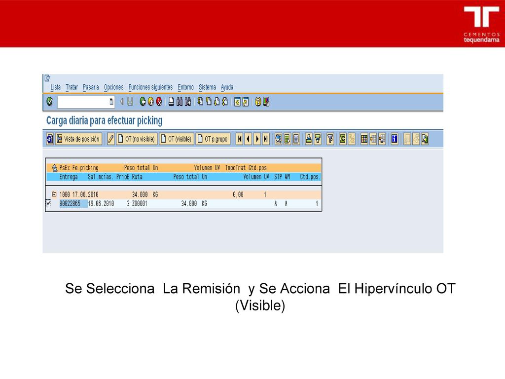 Se Selecciona La Remisión y Se Acciona El Hipervínculo OT (Visible)