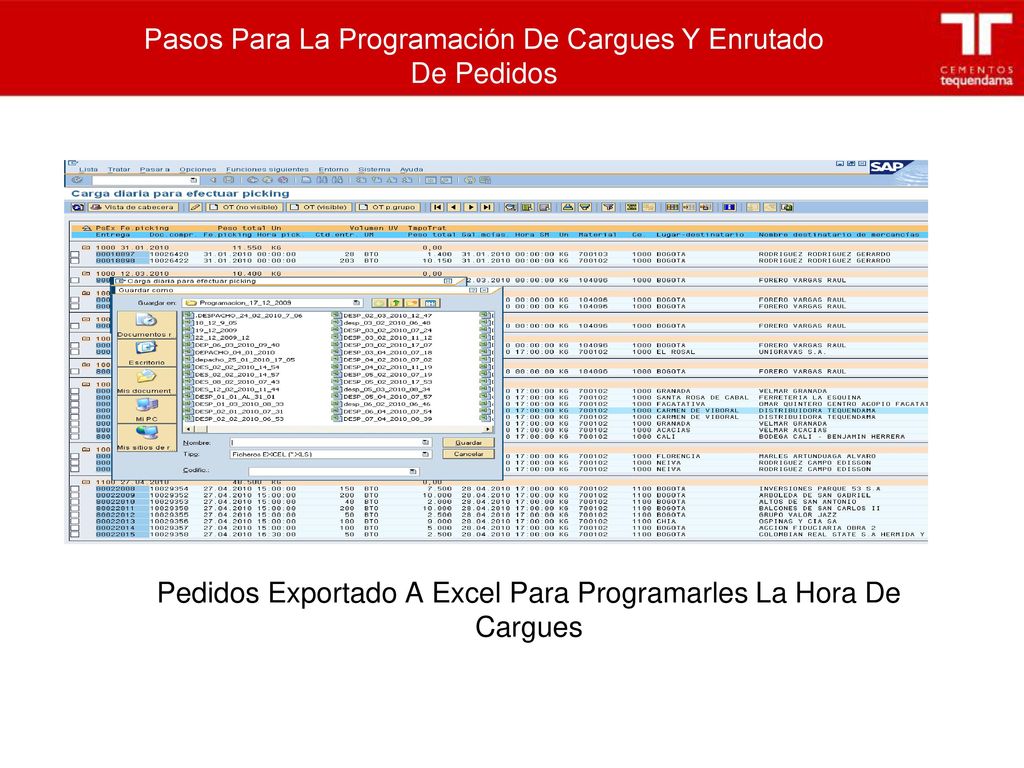 Pedidos Exportado A Excel Para Programarles La Hora De Cargues