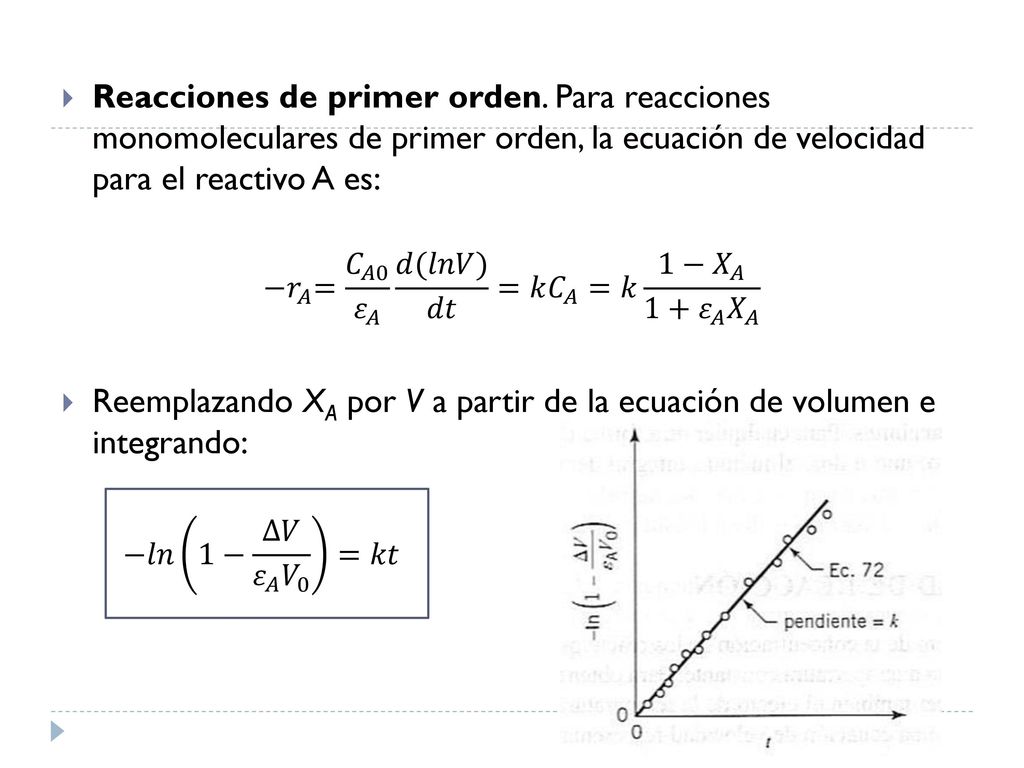 Reemplazando XA por V a partir de la ecuación de volumen e integrando: