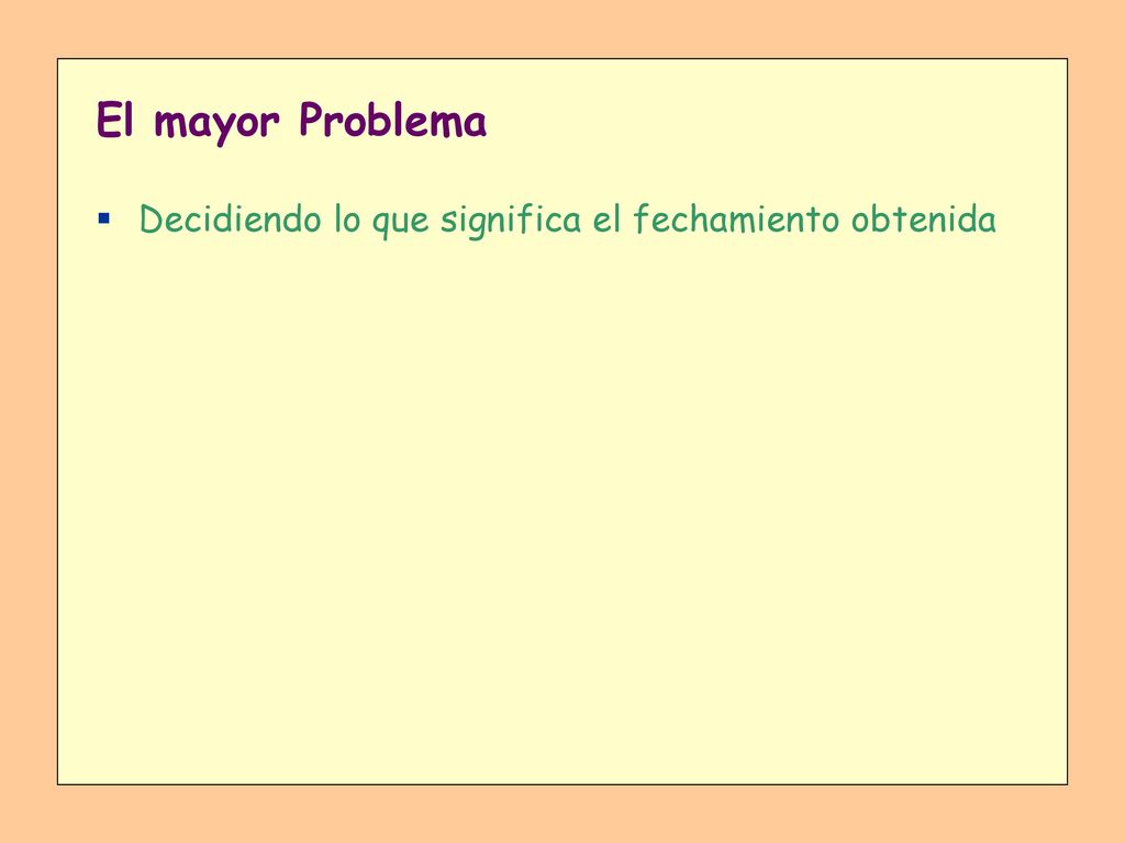 El mayor Problema Decidiendo lo que significa el fechamiento obtenida