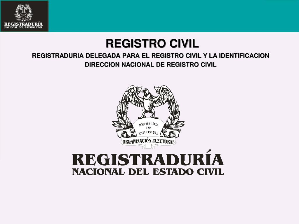 REGISTRO CIVIL REGISTRADURIA DELEGADA PARA EL REGISTRO CIVIL Y LA IDENTIFICACION.