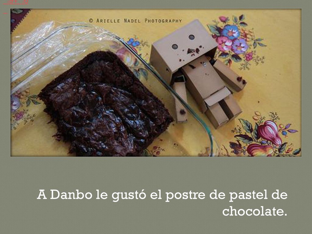 A Danbo le gustó el postre de pastel de chocolate.