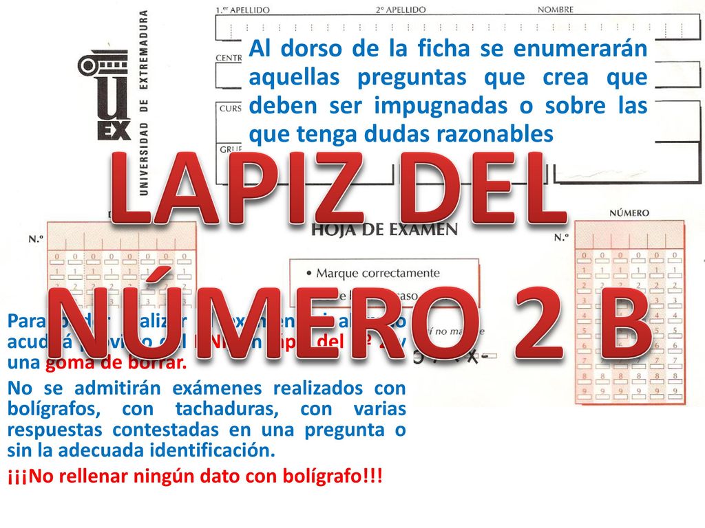 Al dorso de la ficha se enumerarán aquellas preguntas que crea que deben ser impugnadas o sobre las que tenga dudas razonables