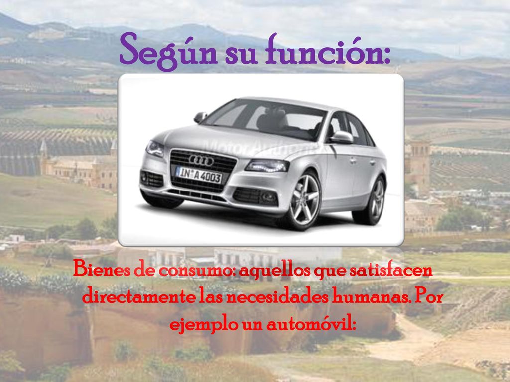 Según su función: Bienes de consumo: aquellos que satisfacen directamente las necesidades humanas.