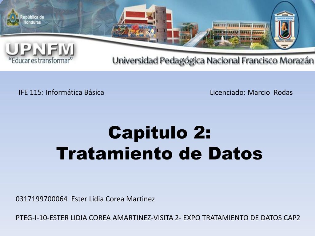 Capitulo 2: Tratamiento de Datos IFE 115: Informática Básica