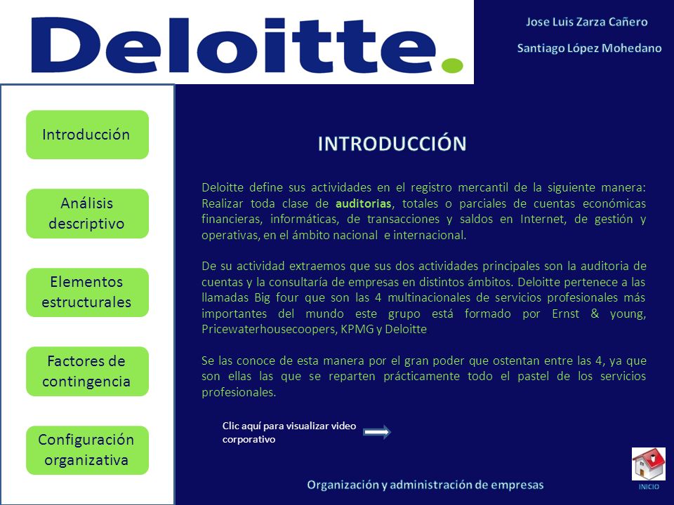 INTRODUCCIÓN Deloitte define sus actividades en el registro mercantil de la  siguiente manera: Realizar toda clase de auditorias, totales o parciales  de. - ppt descargar