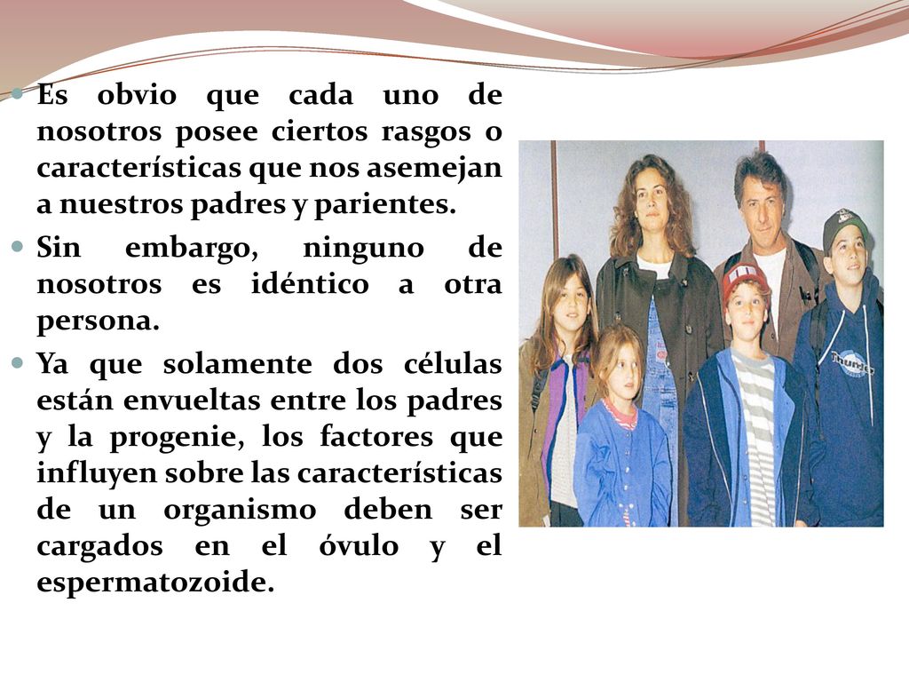 Es obvio que cada uno de nosotros posee ciertos rasgos o características que nos asemejan a nuestros padres y parientes.