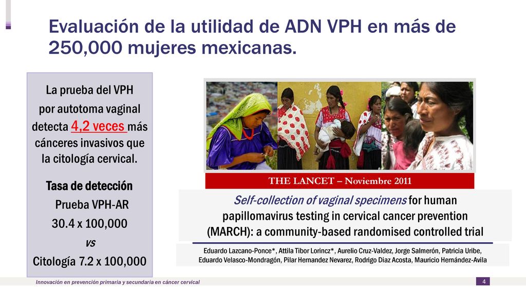 Evaluación de la utilidad de ADN VPH en más de 250,000 mujeres mexicanas.