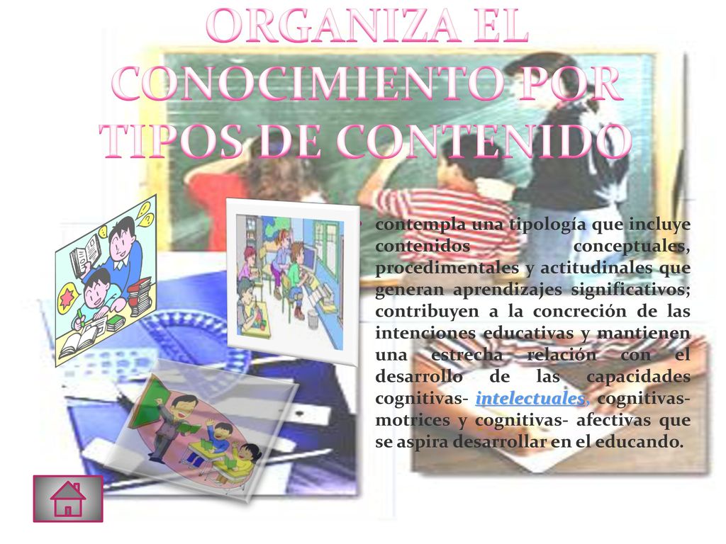 ORGANIZA EL CONOCIMIENTO POR TIPOS DE CONTENIDO