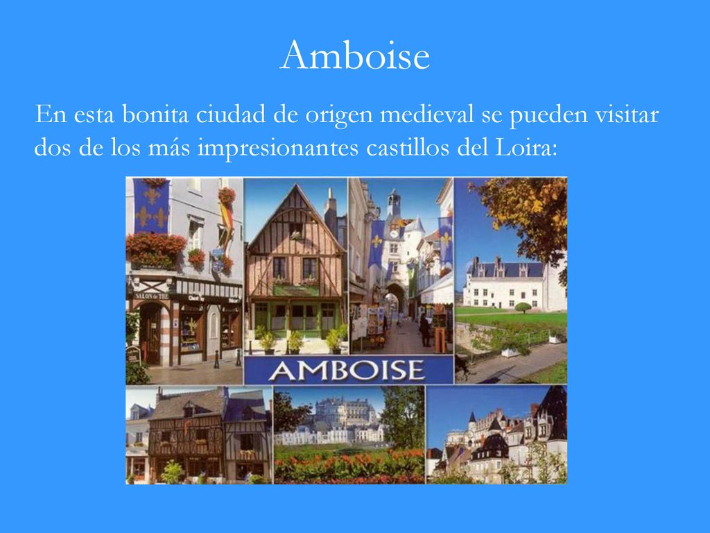 Amboise En esta bonita ciudad de origen medieval se pueden visitar dos de los más impresionantes castillos del Loira: