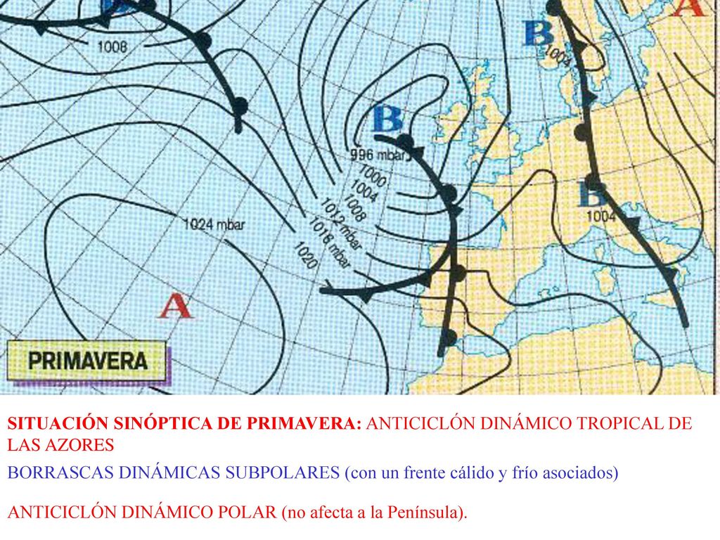 SITUACIÓN SINÓPTICA DE PRIMAVERA: ANTICICLÓN DINÁMICO TROPICAL DE LAS AZORES