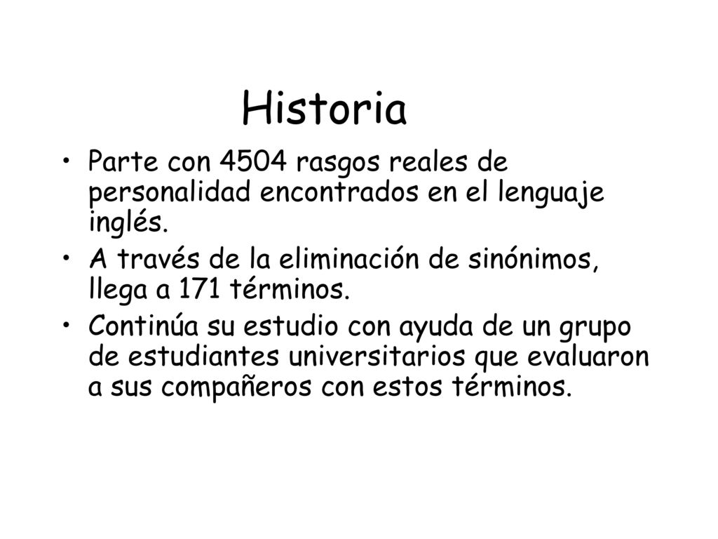 Historia Parte con 4504 rasgos reales de personalidad encontrados en el lenguaje inglés.