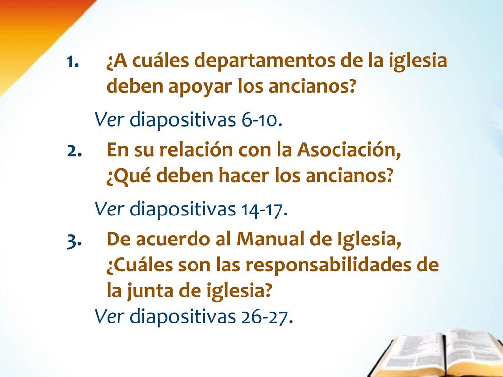 ¿A cuáles departamentos de la iglesia deben apoyar los ancianos