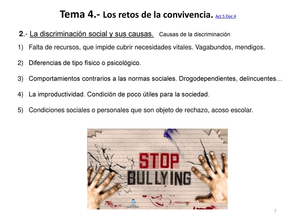 Tema 4.- Los retos de la convivencia. Act 5 Doc 4