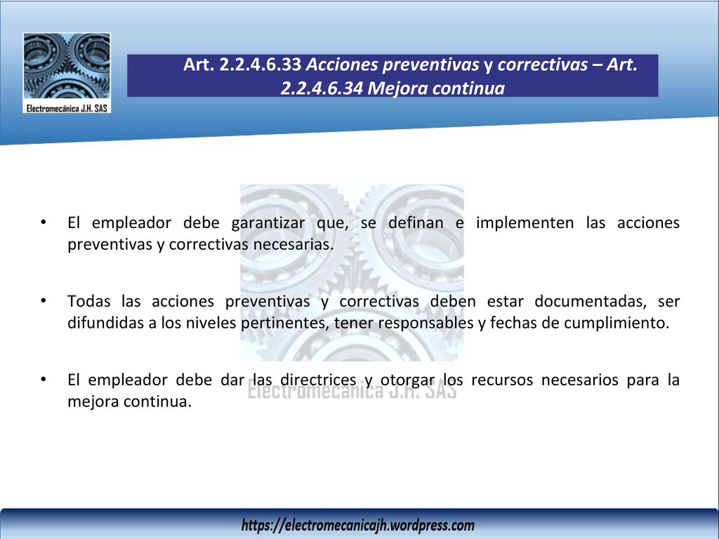 Art Acciones preventivas y correctivas – Art