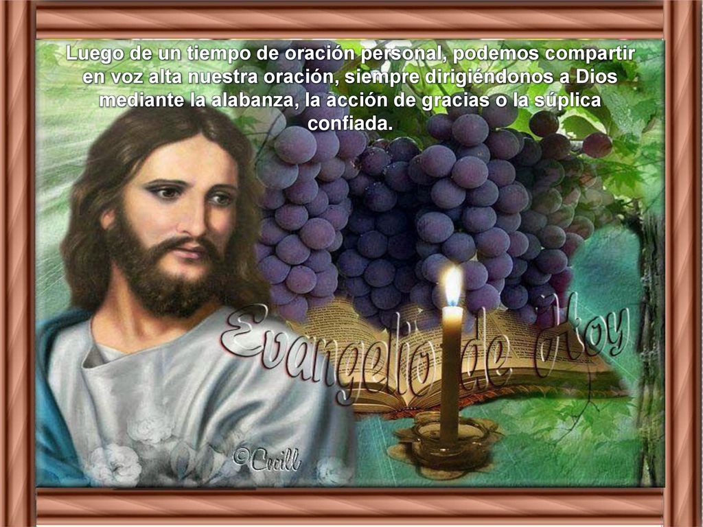 Luego de un tiempo de oración personal, podemos compartir en voz alta nuestra oración, siempre dirigiéndonos a Dios mediante la alabanza, la acción de gracias o la súplica confiada.