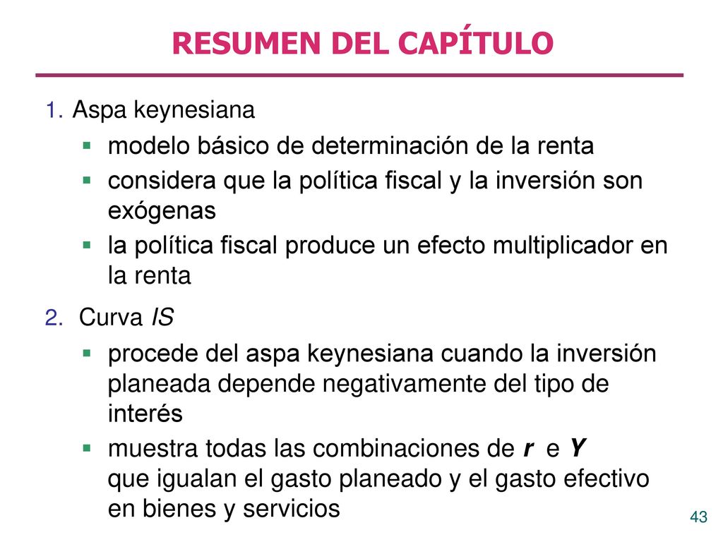 RESUMEN DEL CAPÍTULO modelo básico de determinación de la renta
