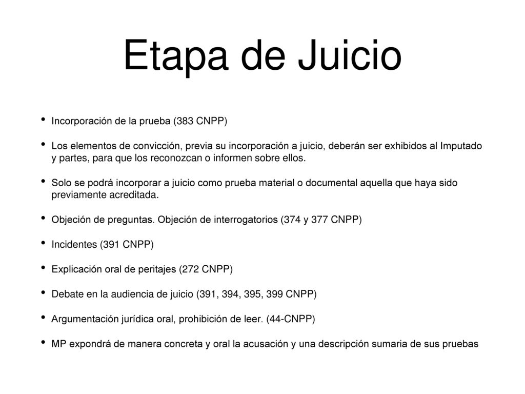 Etapa de Juicio Incorporación de la prueba (383 CNPP)