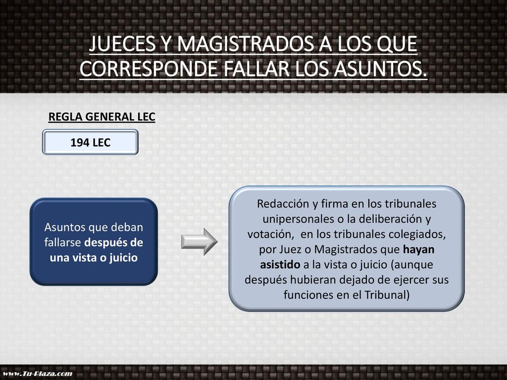 JUECES Y MAGISTRADOS A LOS QUE CORRESPONDE FALLAR LOS ASUNTOS.