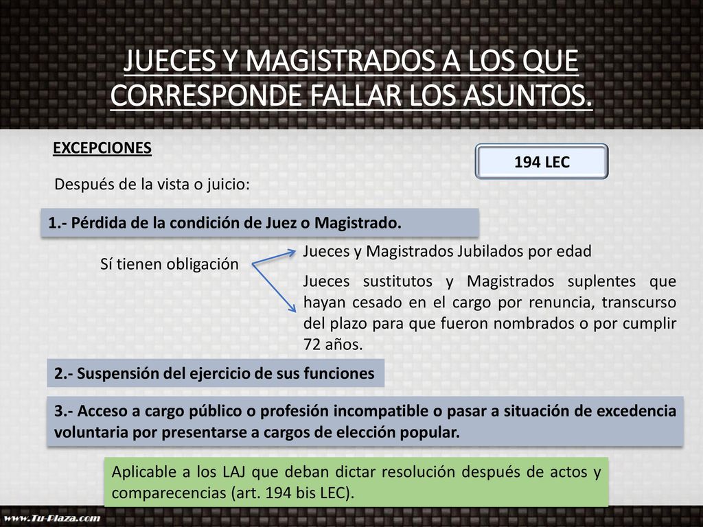 JUECES Y MAGISTRADOS A LOS QUE CORRESPONDE FALLAR LOS ASUNTOS.
