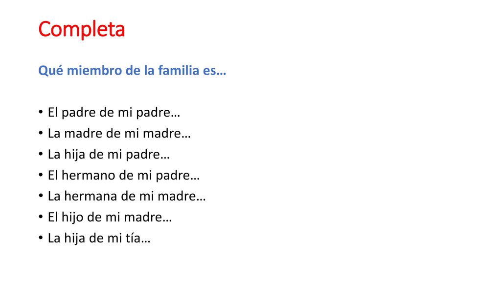 Completa Qué miembro de la familia es… El padre de mi padre…