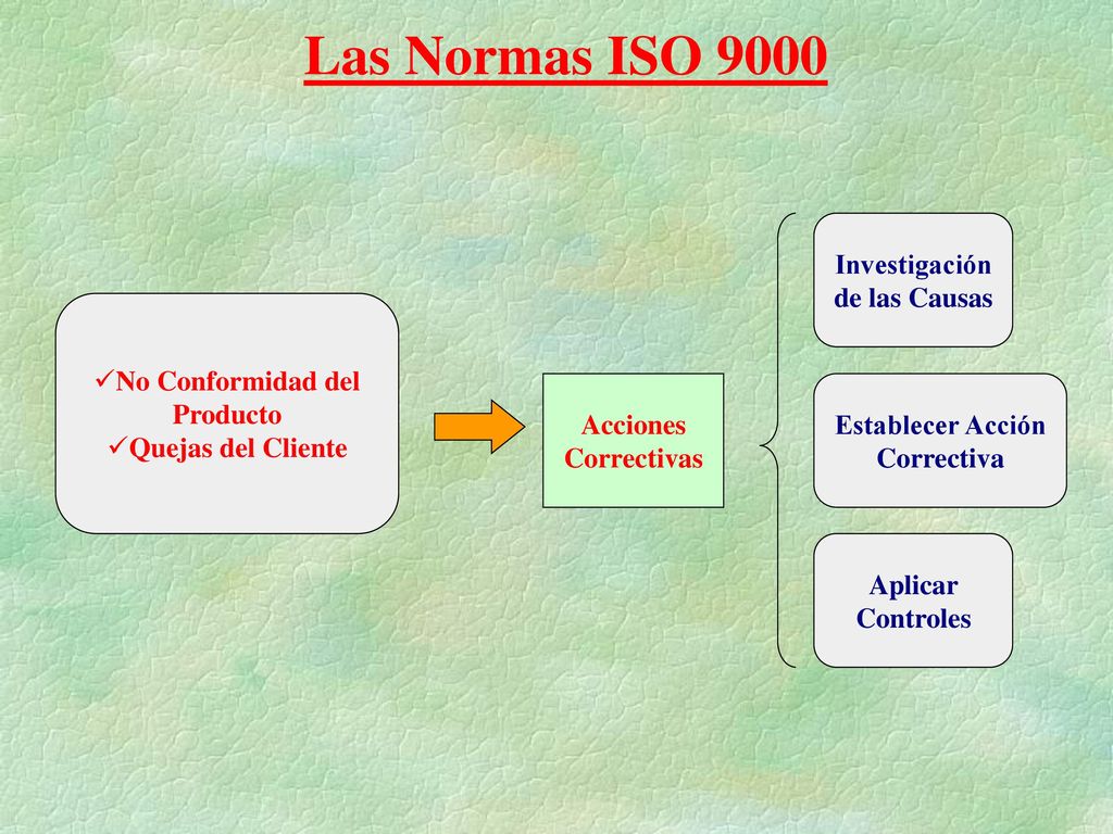 Las Normas ISO 9000 Acciones Correctivas No Conformidad del Producto