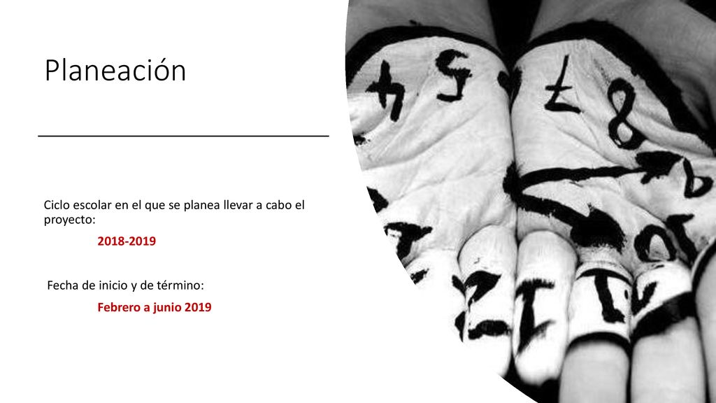 Planeación Ciclo escolar en el que se planea llevar a cabo el proyecto: Fecha de inicio y de término: Febrero a junio 2019