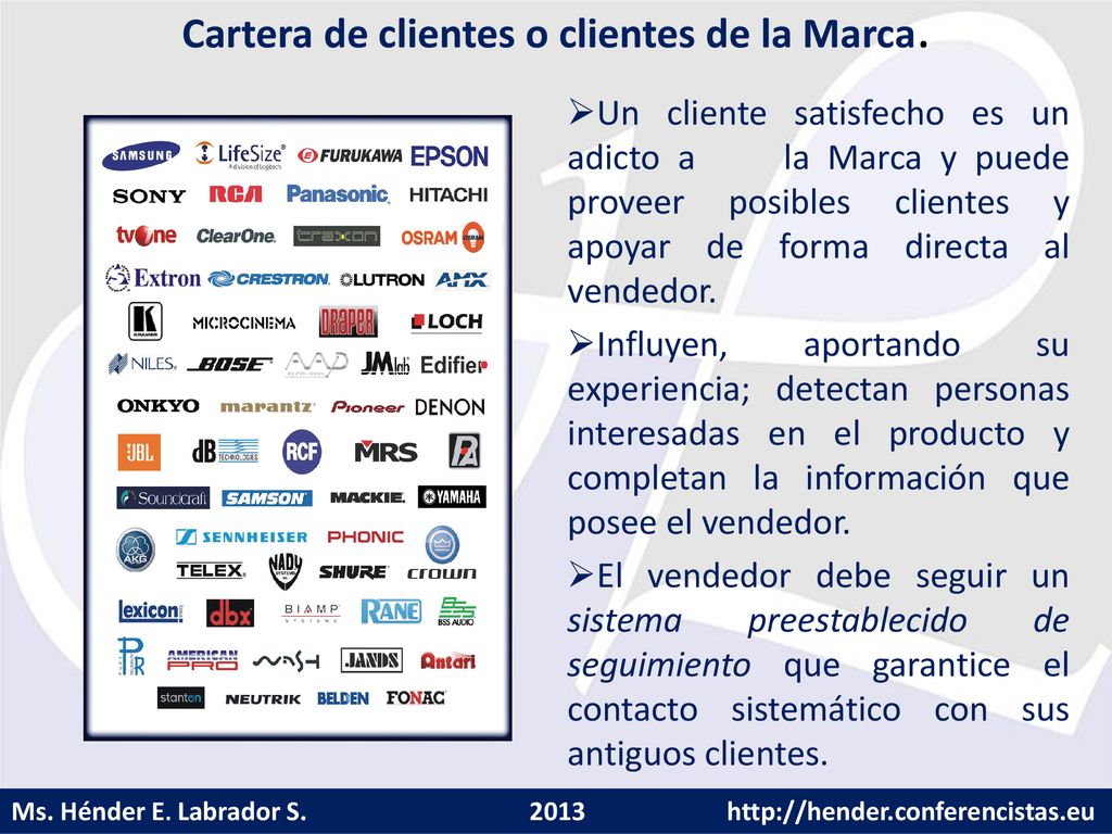 Cartera de clientes o clientes de la Marca.