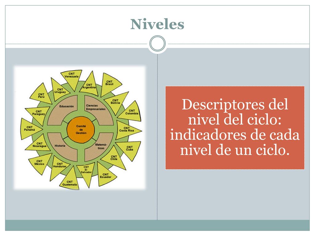 Niveles Descriptores del nivel del ciclo: indicadores de cada nivel de un ciclo.