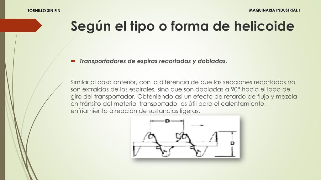 Según el tipo o forma de helicoide