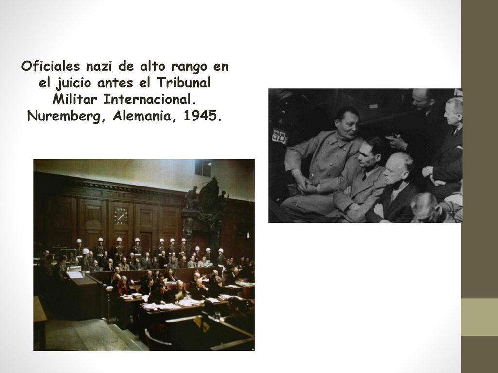 Oficiales nazi de alto rango en el juicio antes el Tribunal Militar Internacional.