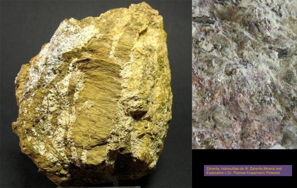 Zaherita, hidrosulfato de Al. Zaherite. Mineral and Exploration c Dr