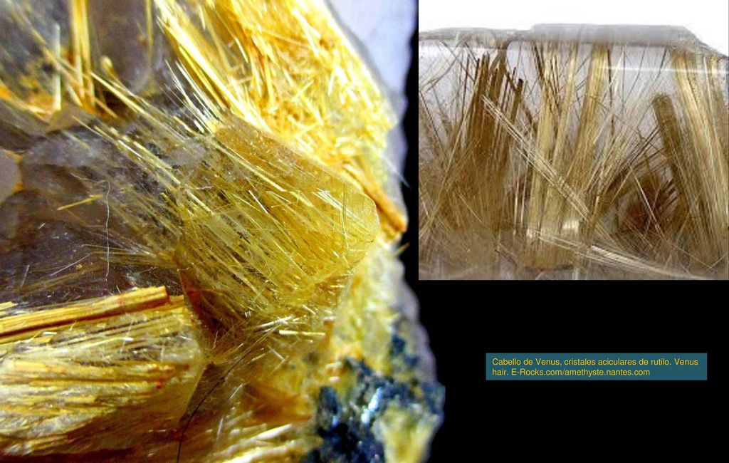 Cabello de Venus, cristales aciculares de rutilo. Venus hair. E-Rocks