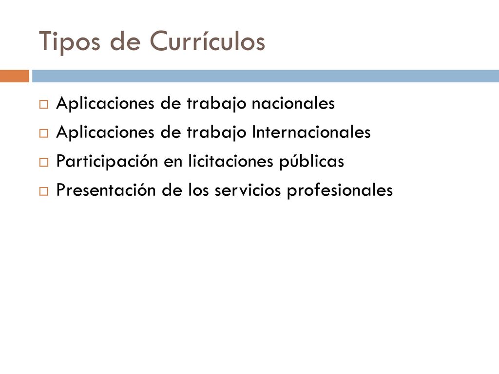 Tipos de Currículos Aplicaciones de trabajo nacionales