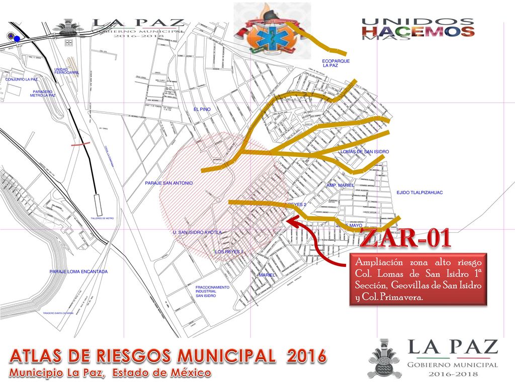 ZAR-01 Ampliación zona alto riesgo Col. Lomas de San Isidro 1ª Sección, Geovillas de San Isidro y Col. Primavera.