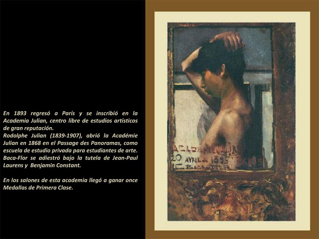 En 1893 regresó a París y se inscribió en la Academia Julian, centro libre de estudios artísticos de gran reputación.