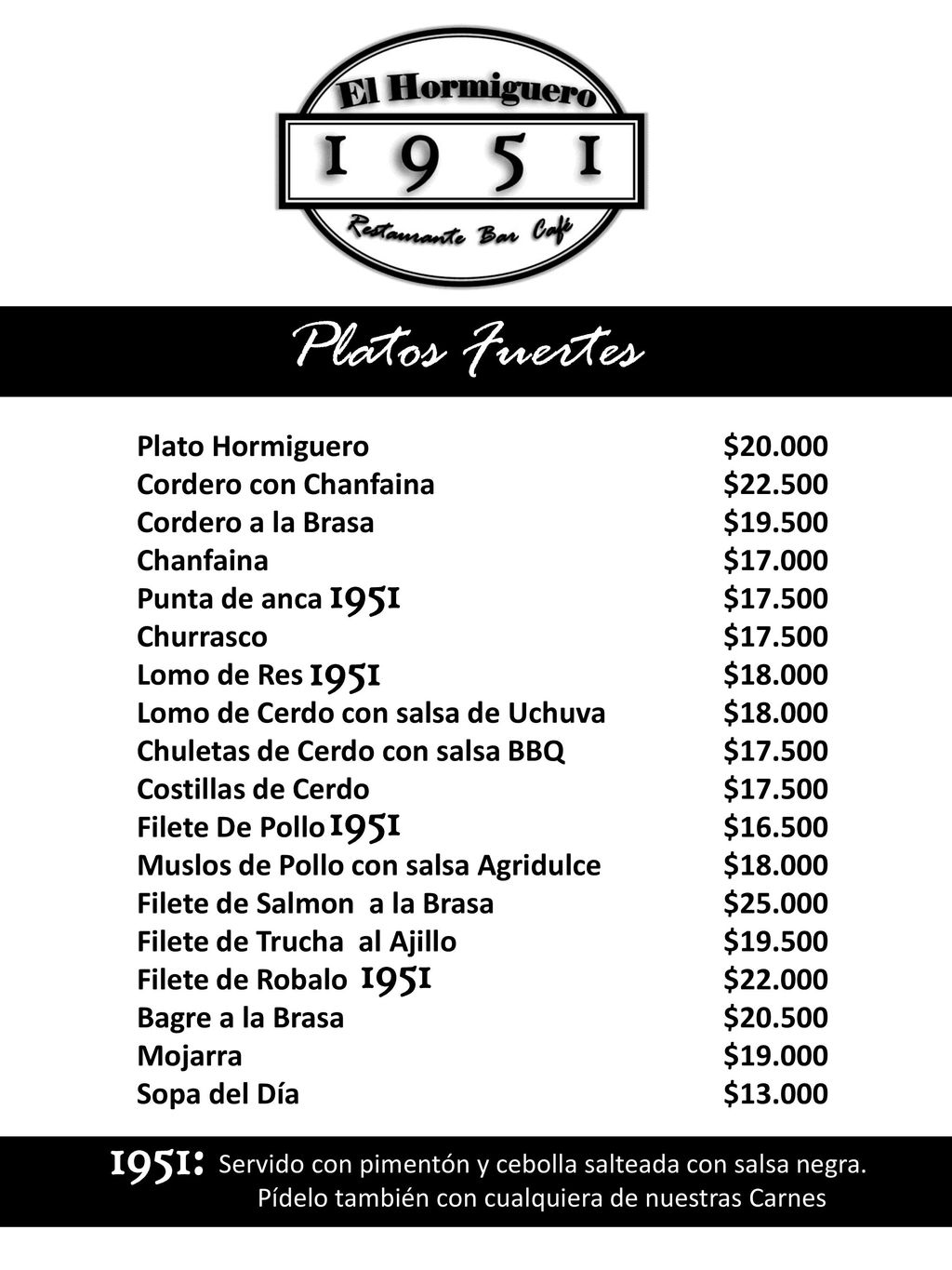 Platos Fuertes 1951: 1951 Plato Hormiguero Cordero con Chanfaina