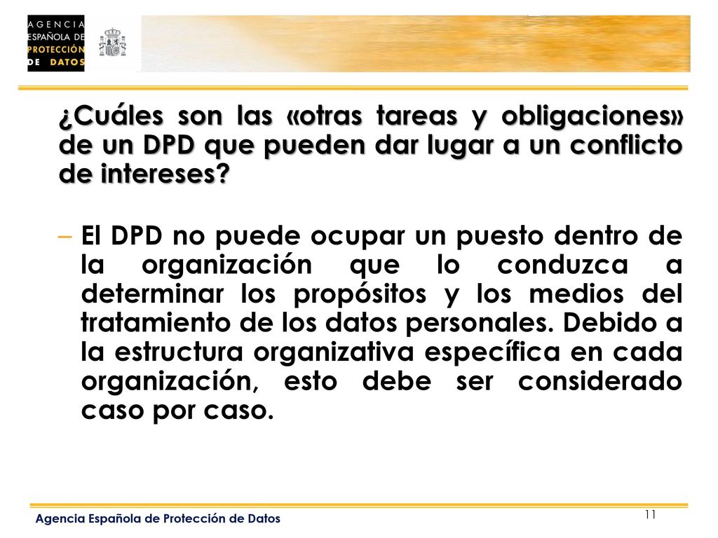 ¿Cuáles son las «otras tareas y obligaciones» de un DPD que pueden dar lugar a un conflicto de intereses