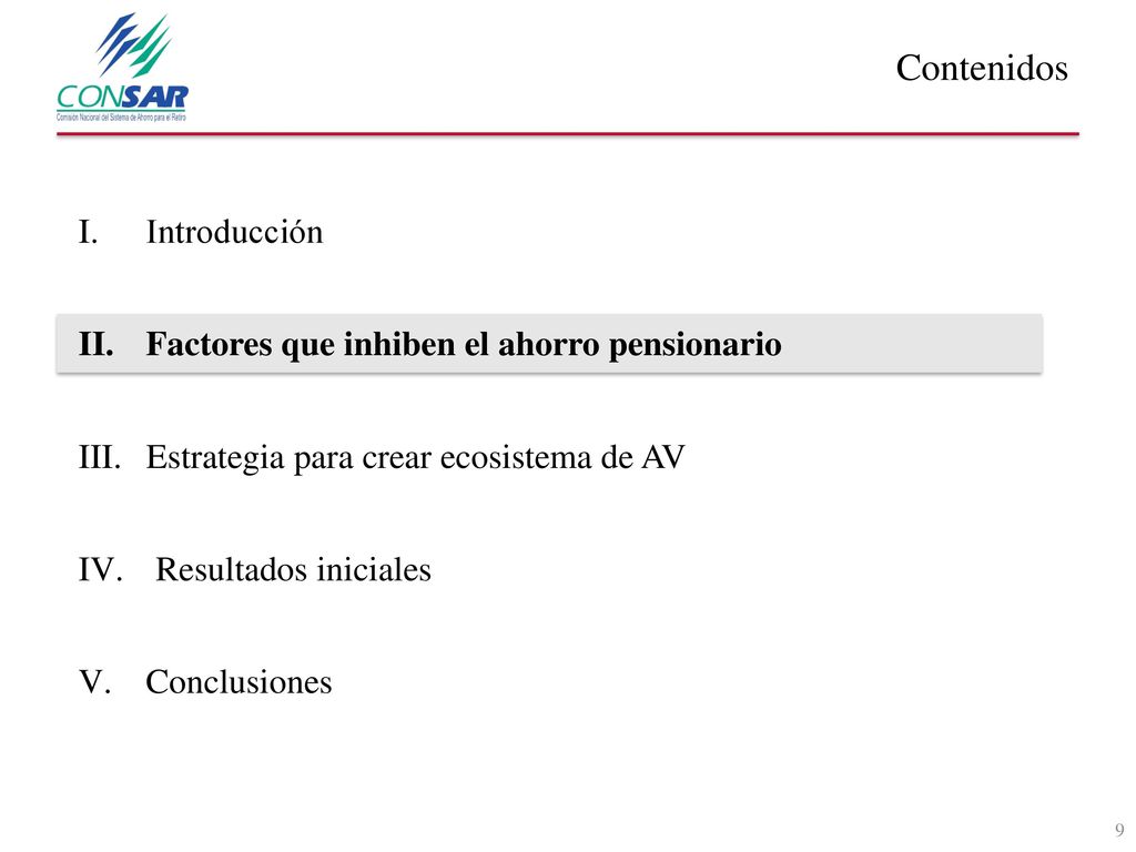 Contenidos Introducción Factores que inhiben el ahorro pensionario