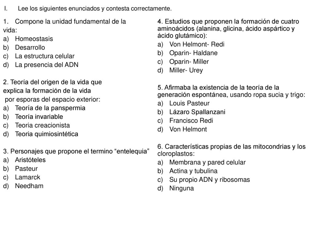 Lee los siguientes enunciados y contesta correctamente.