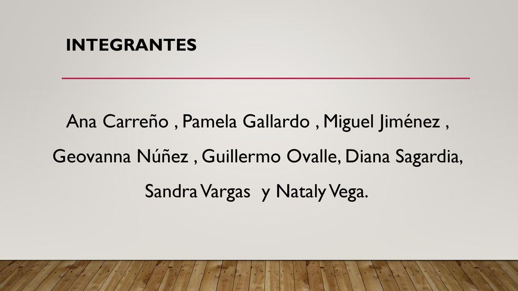 integrantes Ana Carreño , Pamela Gallardo , Miguel Jiménez , Geovanna Núñez , Guillermo Ovalle, Diana Sagardia, Sandra Vargas y Nataly Vega.
