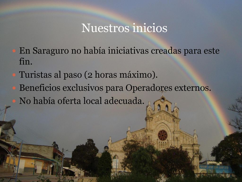 Nuestros inicios En Saraguro no había iniciativas creadas para este fin. Turistas al paso (2 horas máximo).