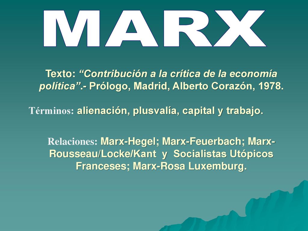MARX Texto: Contribución a la crítica de la economía política .- Prólogo, Madrid, Alberto Corazón,