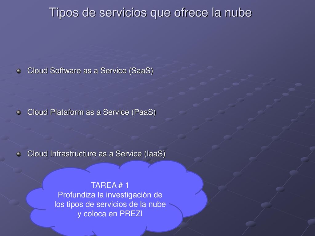 Tipos de servicios que ofrece la nube
