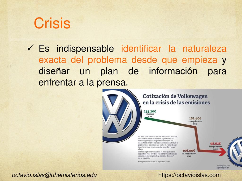 Crisis Es indispensable identificar la naturaleza exacta del problema desde que empieza y diseñar un plan de información para enfrentar a la prensa.