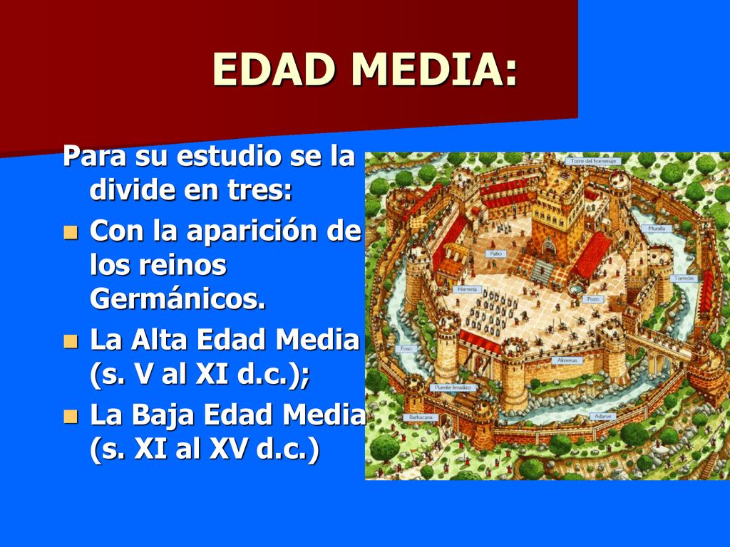 EDAD MEDIA: Para su estudio se la divide en tres: