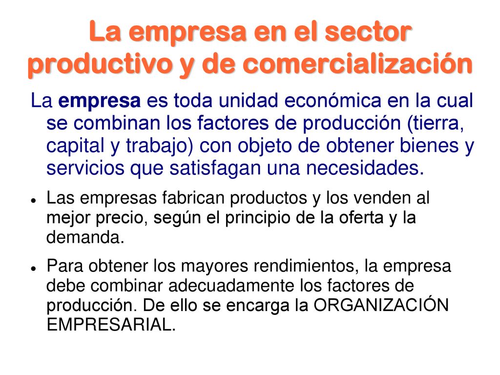 La empresa en el sector productivo y de comercialización